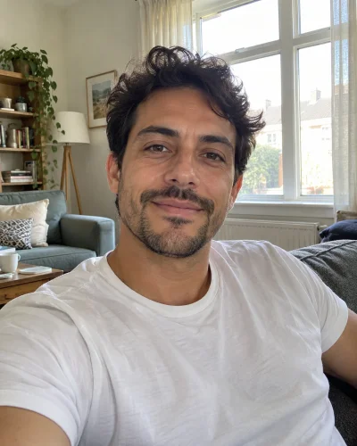 A portrait beside a window — original AI-created sample