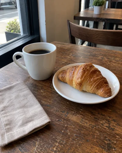 Coffee and food at a café — original AI-created sample